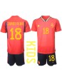 Španělsko Jordi Alba #18 Domácí dres pro děti MS 2022 Krátký Rukáv (+ trenýrky)